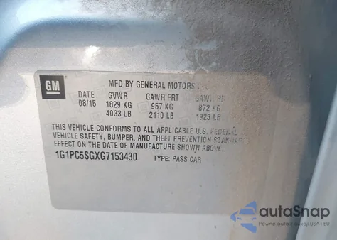 2016 Chevrolet Cruze Limited Ls Auto z USA, uszkodzony, nr VIN 1G1PC5SGXG7153430